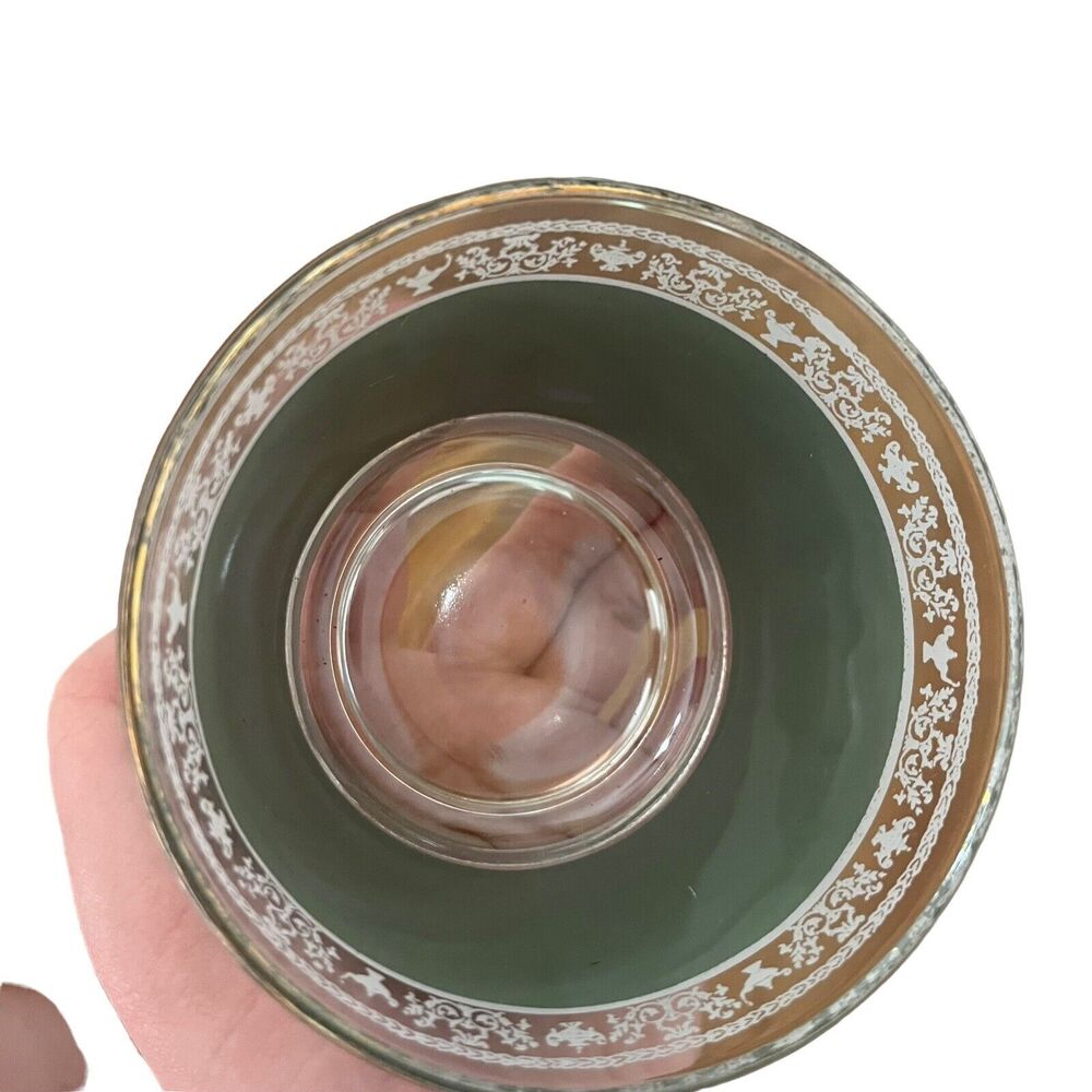 Vintage Jeannette Glass Hellenic Green Sorbet Cup Bowl Greek Roman Wedgewood - Picture 9 of 10